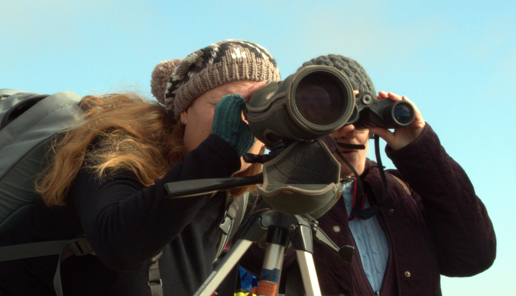 Two members of a Bird Club bird watching