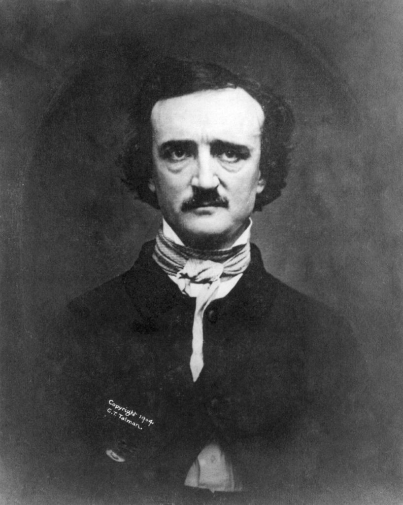 black and white photo of Edgar Allan Poe