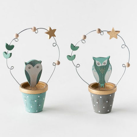 Potted Owl, 2 Asstorted, 5.5″