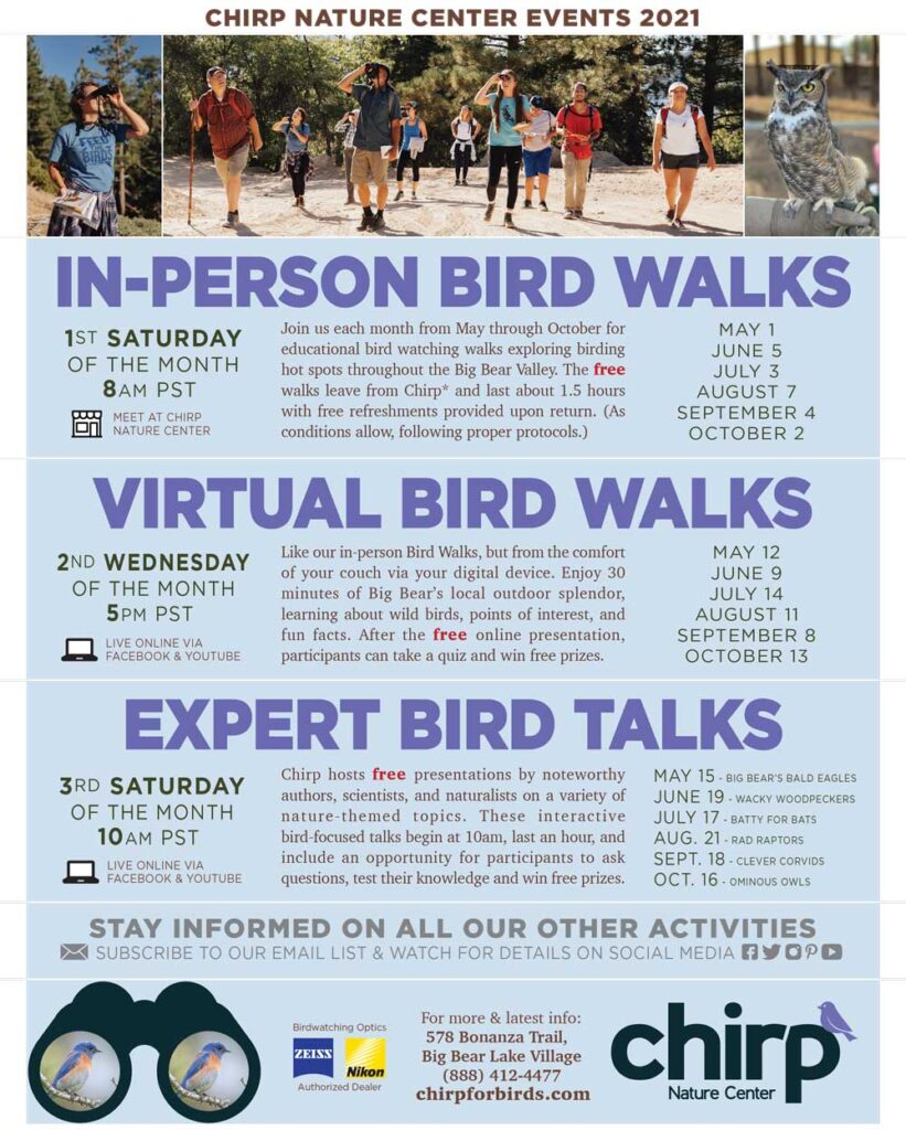 2021 Chirp Walks and Talks flyer