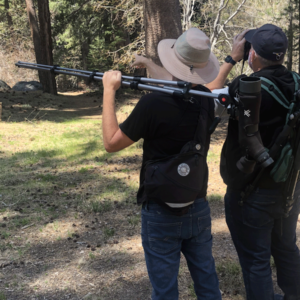 Two guys bird watching with camera gear