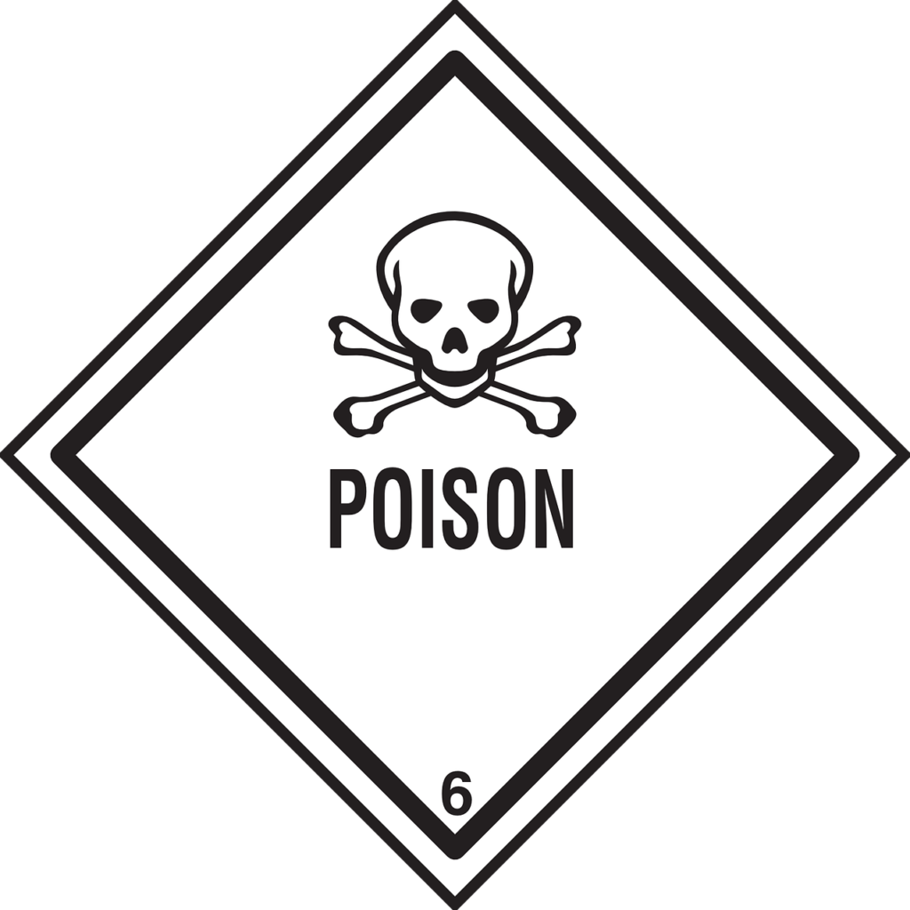 Poison sign, with skull and crossbones.