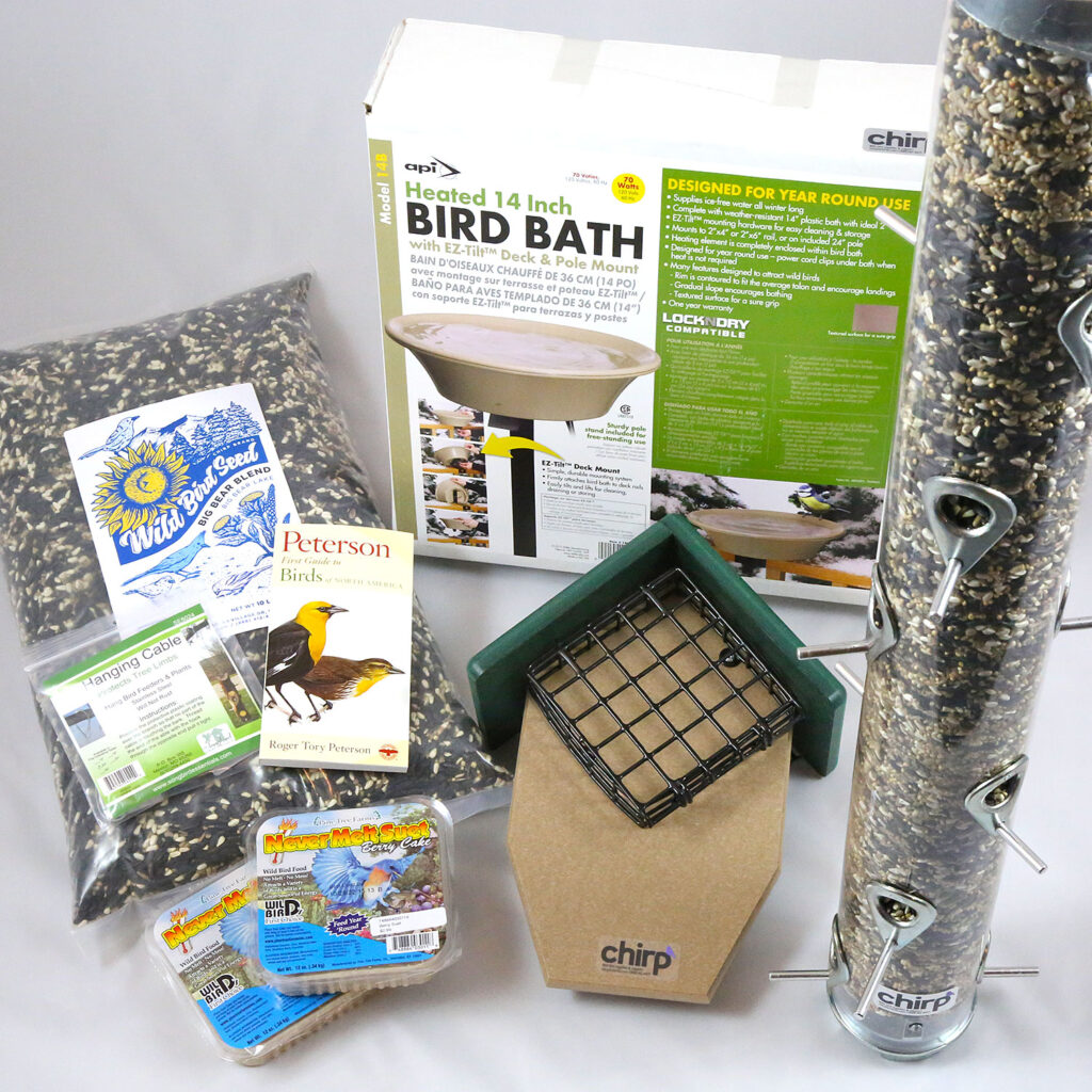 Wild bird supplies from the Chirp Nature Center at Big Bear Lake.