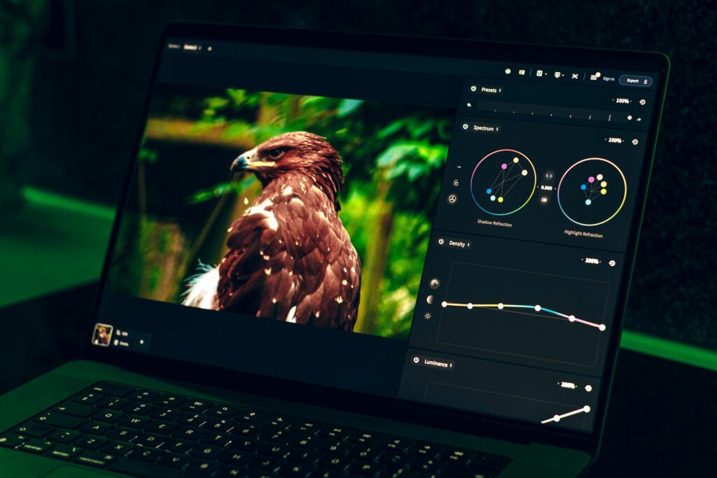 An open laptop with bird tracking software displayed.