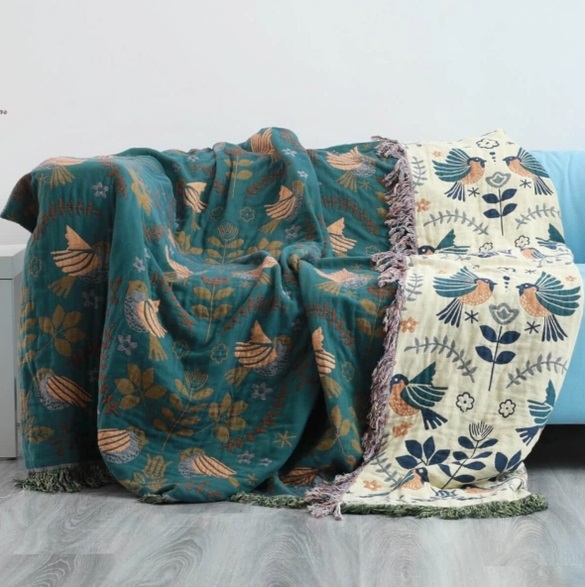 Reversible Scandinavian Bird Throw Blanket, available at the Chirp store.