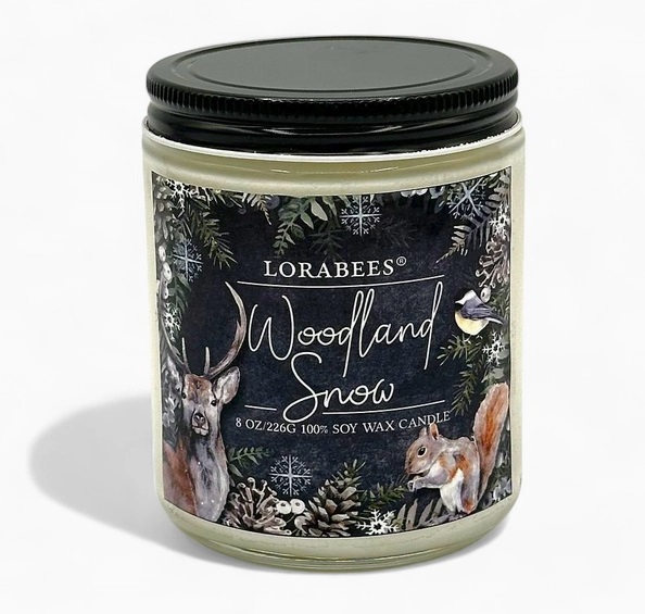 Woodland Snow Soy Candle, available at the Chirp store.