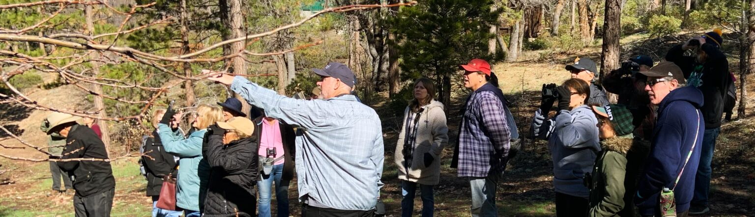 A group of nature lover gather for a guided Chirp walk, one of the many activities offered at our Wings and Wild Things Festival.